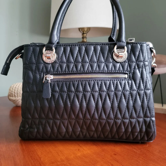 Guess Brinkley Triple Compartment Satchel in Black Faux Leather - Picture 5 of 15